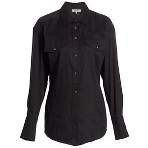 Frame Denim Arie Linen Blend Shirt in Noir